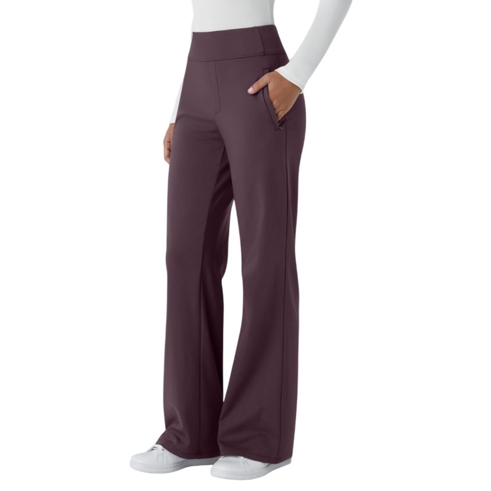 Halara Large Petite Plum Flex DayStretch Mid Rise Side Pocket Work Flare Pants